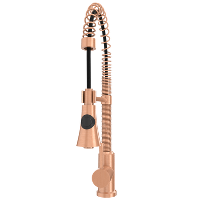 Copper Pre-Rinse Spring Kitchen Faucet, Single Level Solid Brass Kitchen Sink Faucets with Pull Down Sprayer - AK96565C