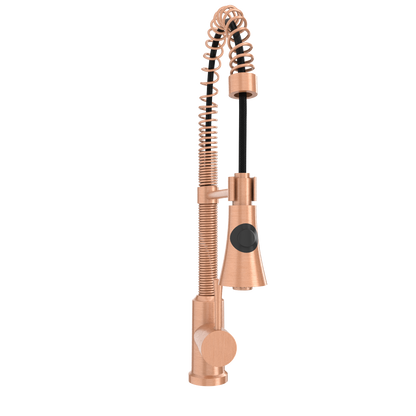 Copper Kitchen Faucet with Soap Dispenser, Single Handle Solid Brass High Arc Pull Down Sprayer Head Kitchen Sink Faucets with Deck Plate