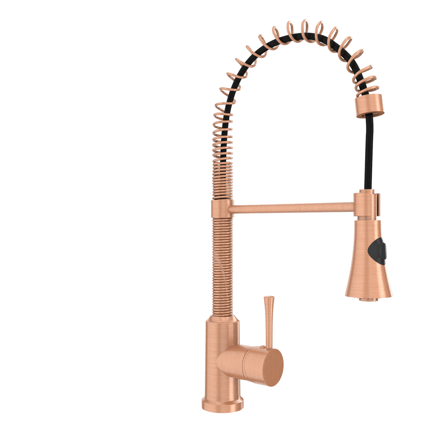 Copper Kitchen Faucet with Soap Dispenser, Single Handle Solid Brass High Arc Pull Down Sprayer Head Kitchen Sink Faucets with Deck Plate