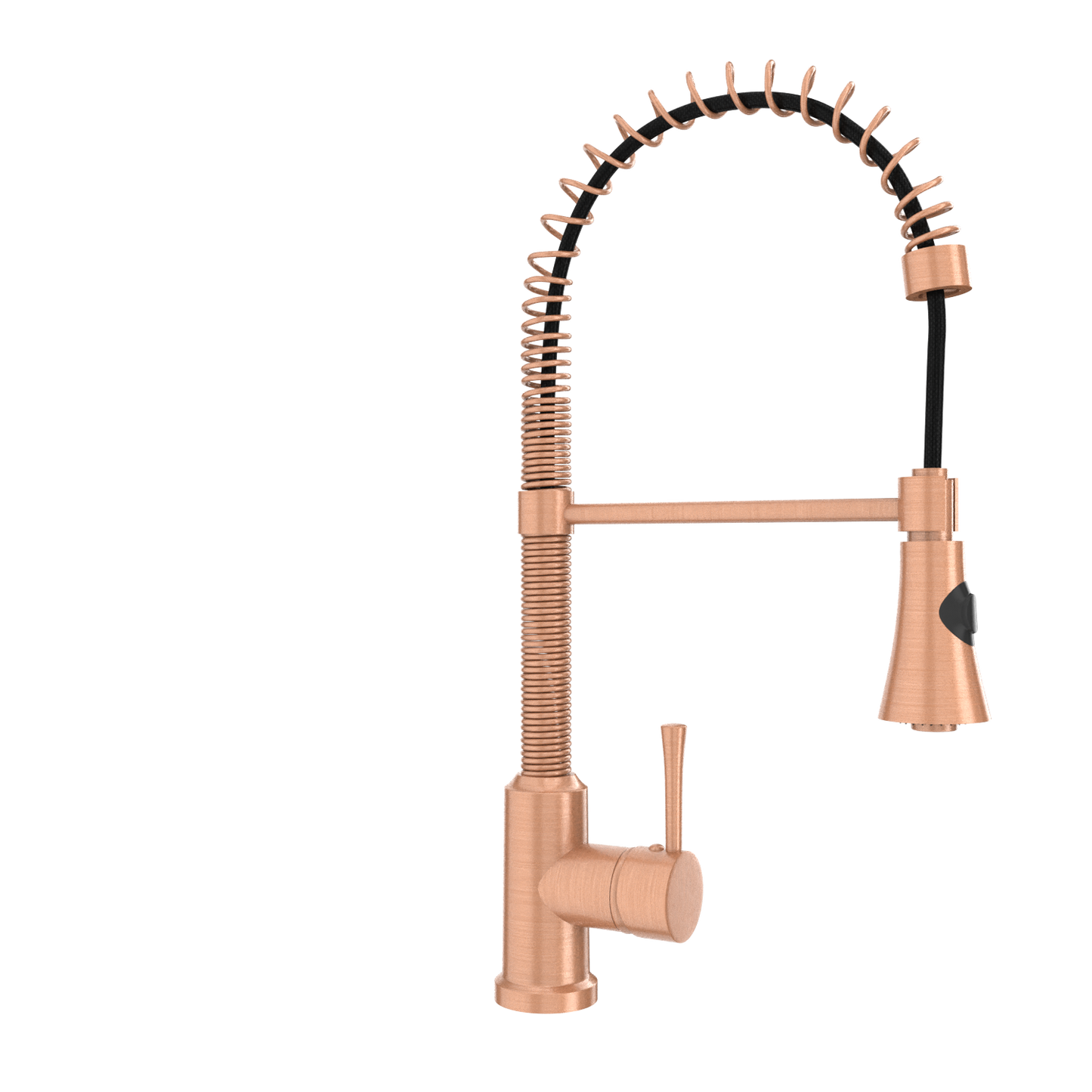 Copper Kitchen Faucet with Soap Dispenser, Single Handle Solid Brass High Arc Pull Down Sprayer Head Kitchen Sink Faucets with Deck Plate