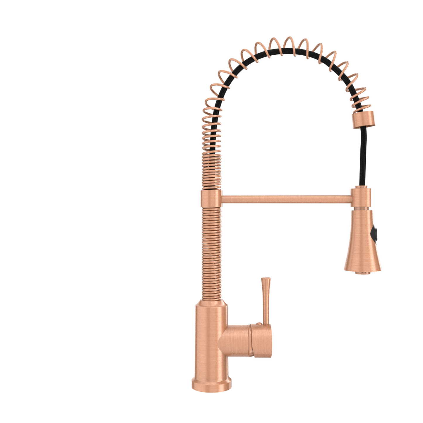 Copper Kitchen Faucet with Soap Dispenser, Single Handle Solid Brass High Arc Pull Down Sprayer Head Kitchen Sink Faucets with Deck Plate