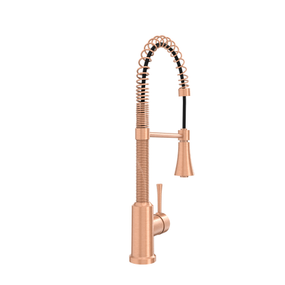 Copper Pre-Rinse Spring Kitchen Faucet, Single Level Solid Brass Kitchen Sink Faucets with Pull Down Sprayer - AK96565C