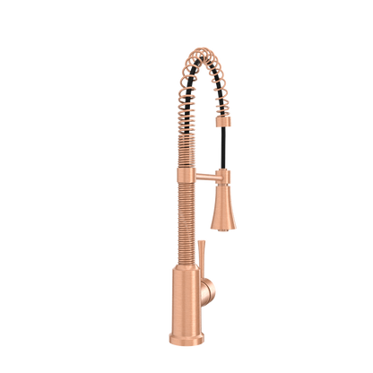 Copper Kitchen Faucet with Soap Dispenser, Single Handle Solid Brass High Arc Pull Down Sprayer Head Kitchen Sink Faucets with Deck Plate