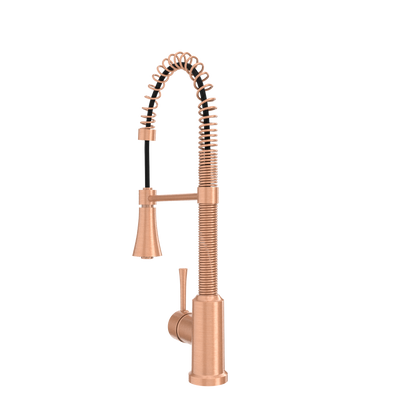 Copper Pre-Rinse Spring Kitchen Faucet, Single Level Solid Brass Kitchen Sink Faucets with Pull Down Sprayer - AK96565C