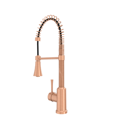 Copper Pre-Rinse Spring Kitchen Faucet, Single Level Solid Brass Kitchen Sink Faucets with Pull Down Sprayer - AK96565C