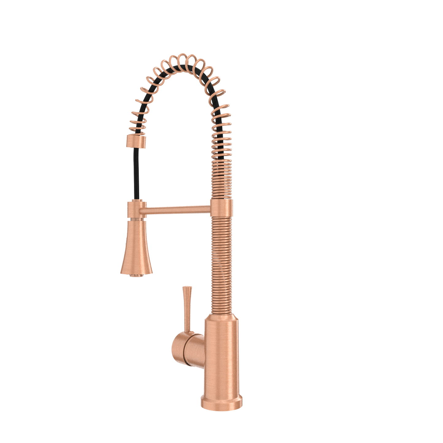Copper Kitchen Faucet with Soap Dispenser, Single Handle Solid Brass High Arc Pull Down Sprayer Head Kitchen Sink Faucets with Deck Plate