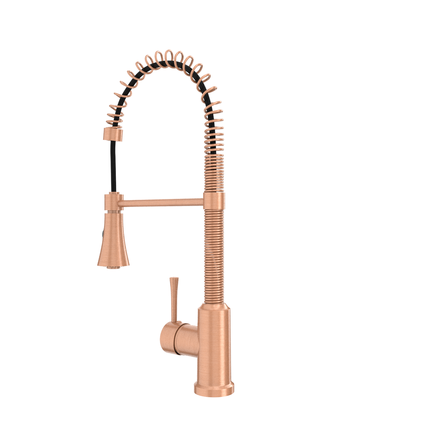 Copper Kitchen Faucet with Soap Dispenser, Single Handle Solid Brass High Arc Pull Down Sprayer Head Kitchen Sink Faucets with Deck Plate