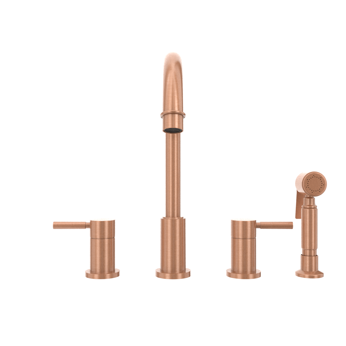 Two-Handles Copper Widespread Kitchen Faucet with Side Sprayer - AK96866