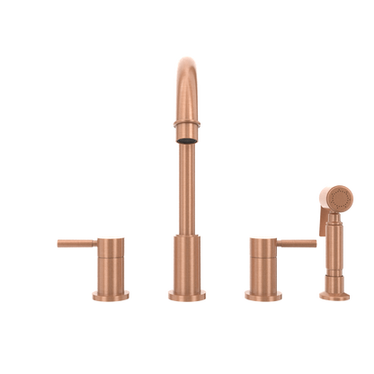 Two-Handles Copper Widespread Kitchen Faucet with Side Sprayer - AK96866
