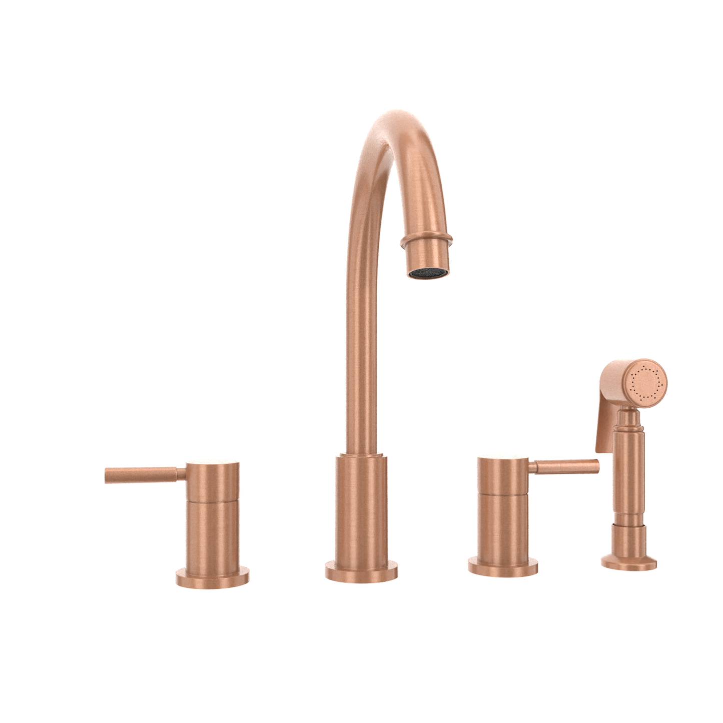 Two-Handles Copper Widespread Kitchen Faucet with Side Sprayer - AK96866