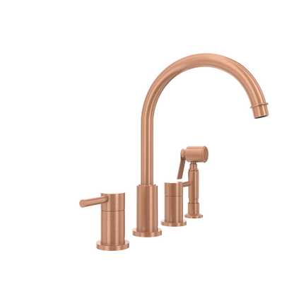 Two-Handles Copper Widespread Kitchen Faucet with Side Sprayer - AK96866