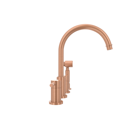 Two-Handles Copper Widespread Kitchen Faucet with Side Sprayer - AK96866