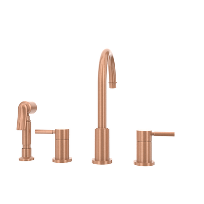 Two-Handles Copper Widespread Kitchen Faucet with Side Sprayer - AK96866