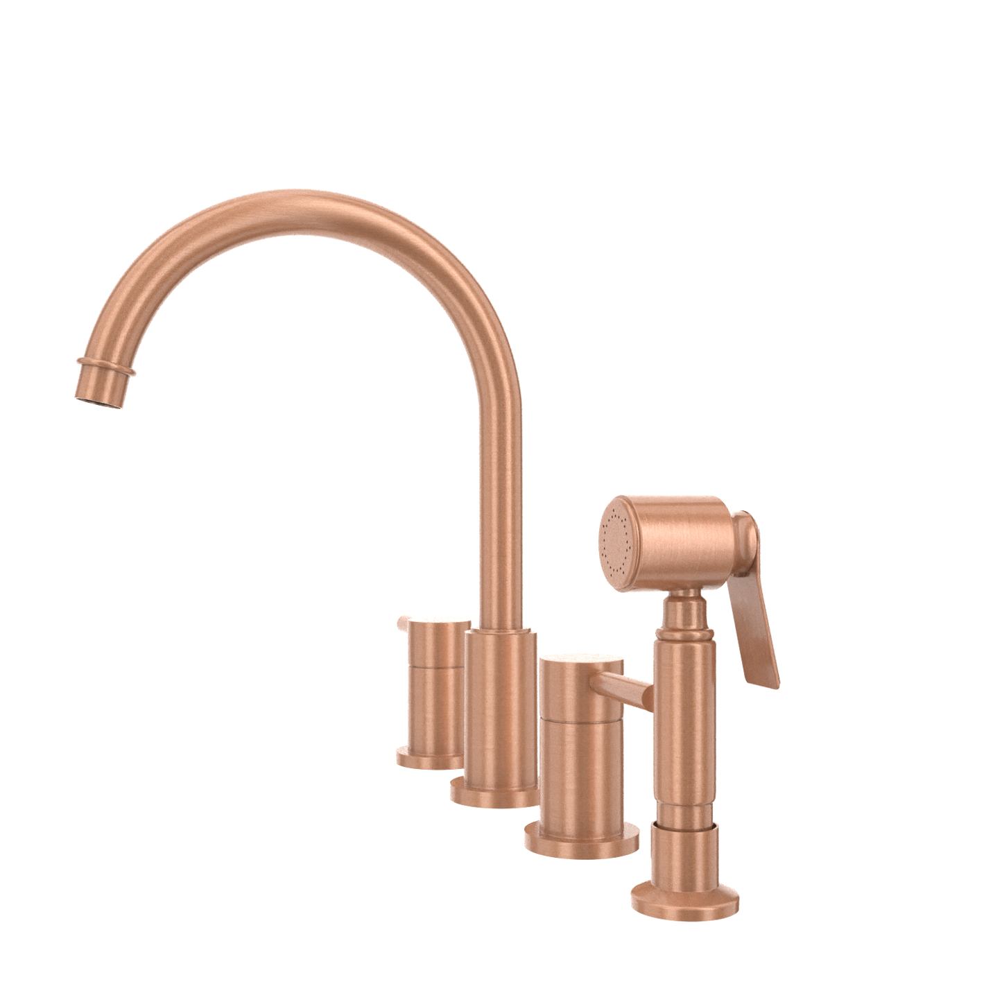 Two-Handles Copper Widespread Kitchen Faucet with Side Sprayer - AK96866