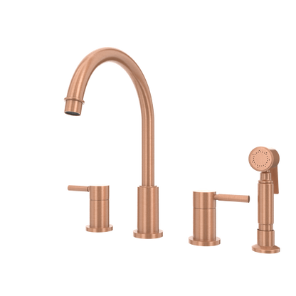 Two-Handles Copper Widespread Kitchen Faucet with Side Sprayer - AK96866