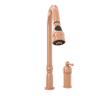 Copper Pull Out Kitchen Faucet with in-Deck Handle, Single Level Solid Brass Kitchen Sink Faucets with Pull Down Sprayer-AK97918