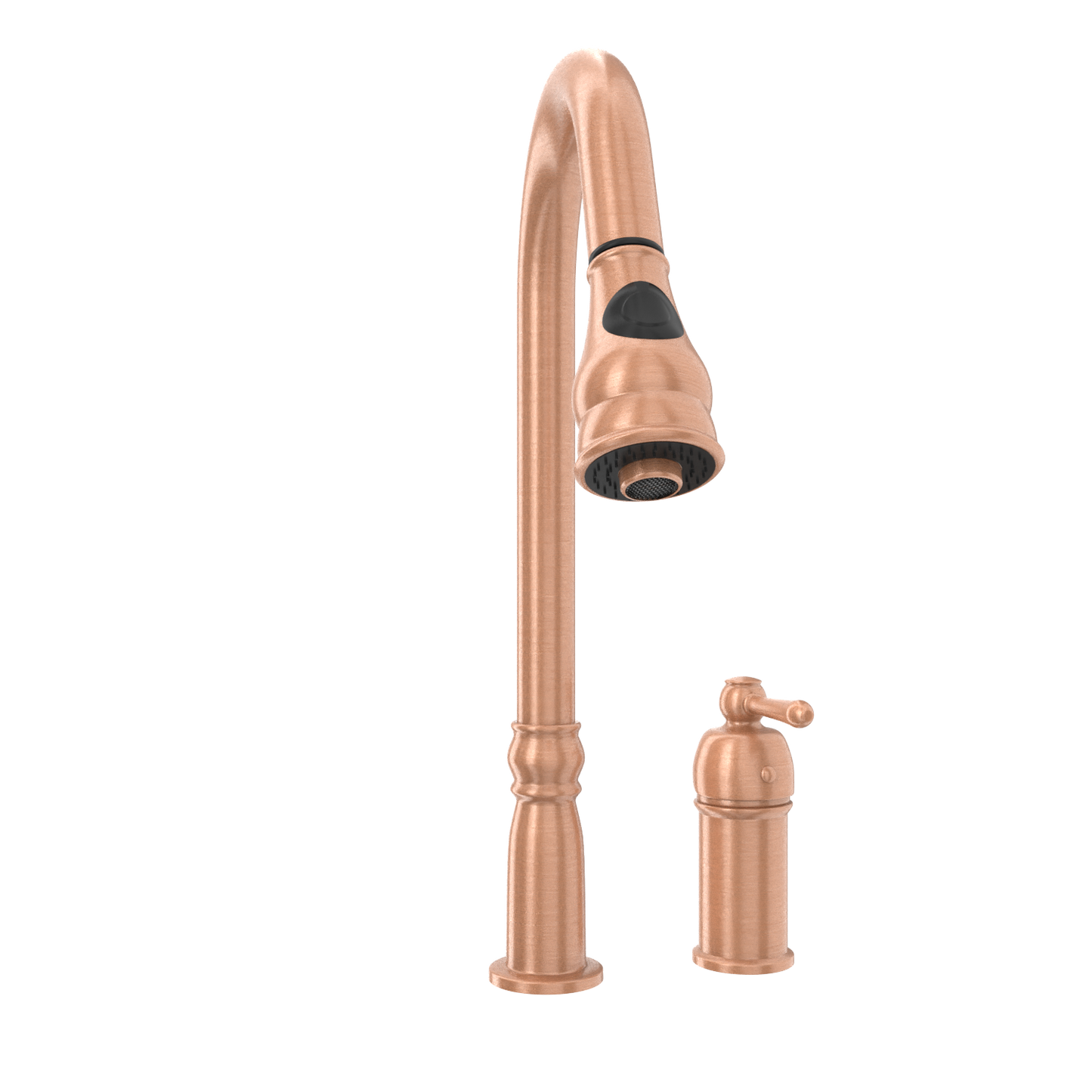 Copper Kitchen Faucet with in-Deck Handle and Soap Dispenser, Single Handle Solid Brass High Arc Pull Down Sprayer Head Kitchen Sink Faucet
