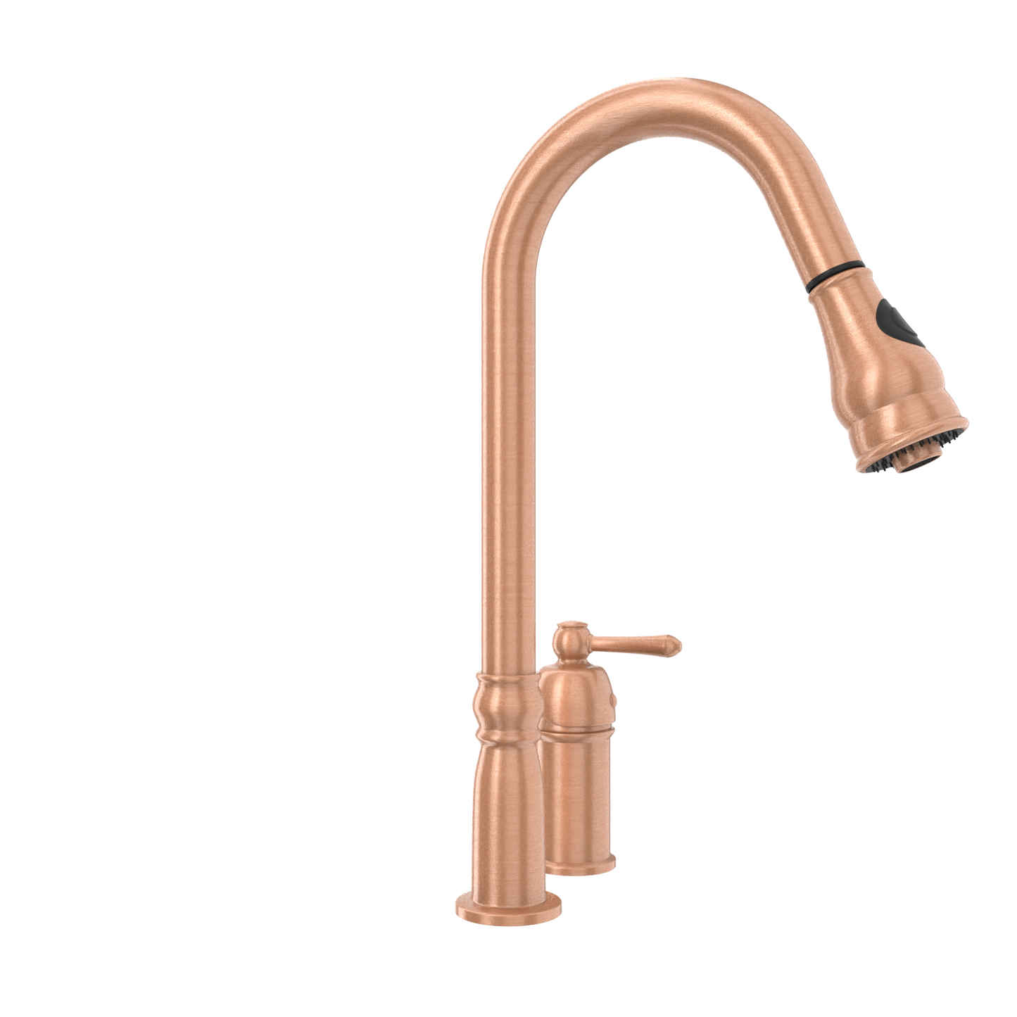 Copper Kitchen Faucet with in-Deck Handle and Soap Dispenser, Single Handle Solid Brass High Arc Pull Down Sprayer Head Kitchen Sink Faucet