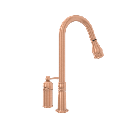 Copper Pull Out Kitchen Faucet with in-Deck Handle, Single Level Solid Brass Kitchen Sink Faucets with Pull Down Sprayer-AK97918