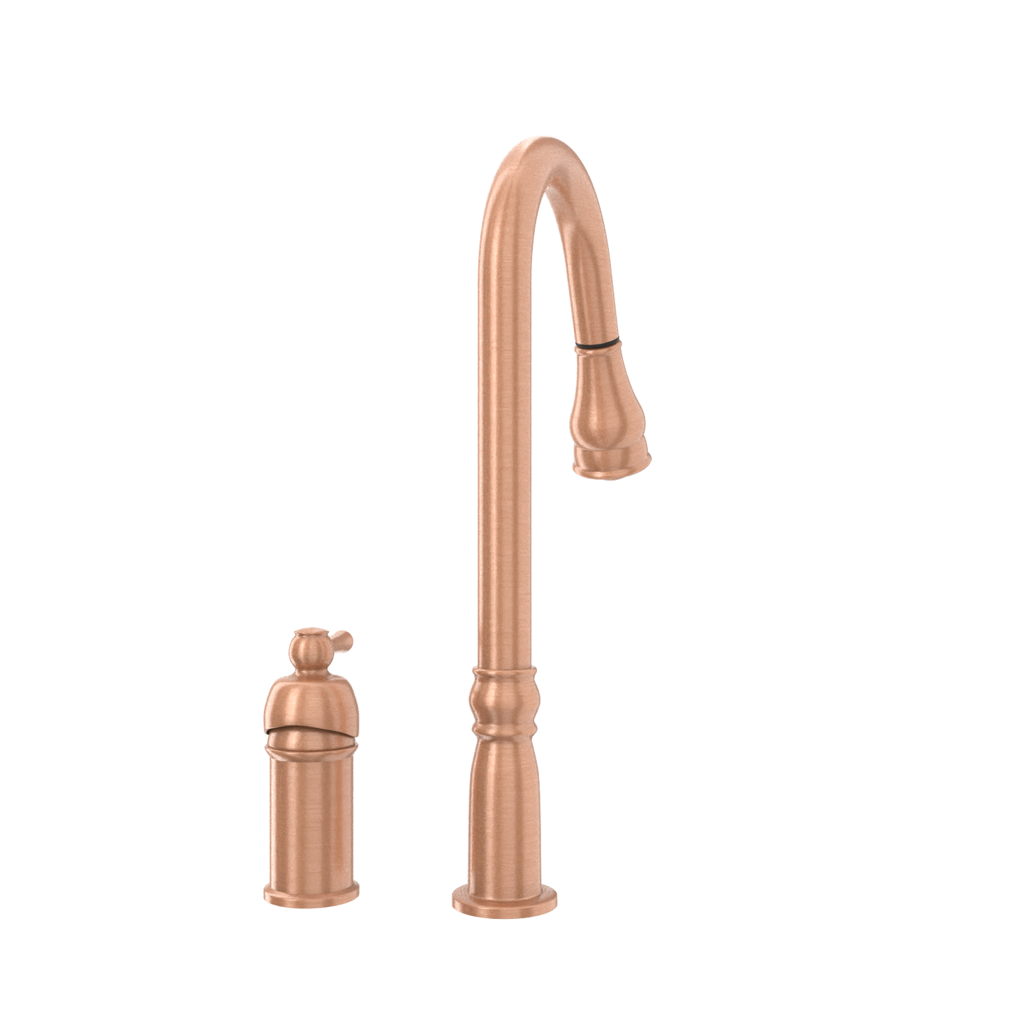 Copper Kitchen Faucet with in-Deck Handle and Soap Dispenser, Single Handle Solid Brass High Arc Pull Down Sprayer Head Kitchen Sink Faucet