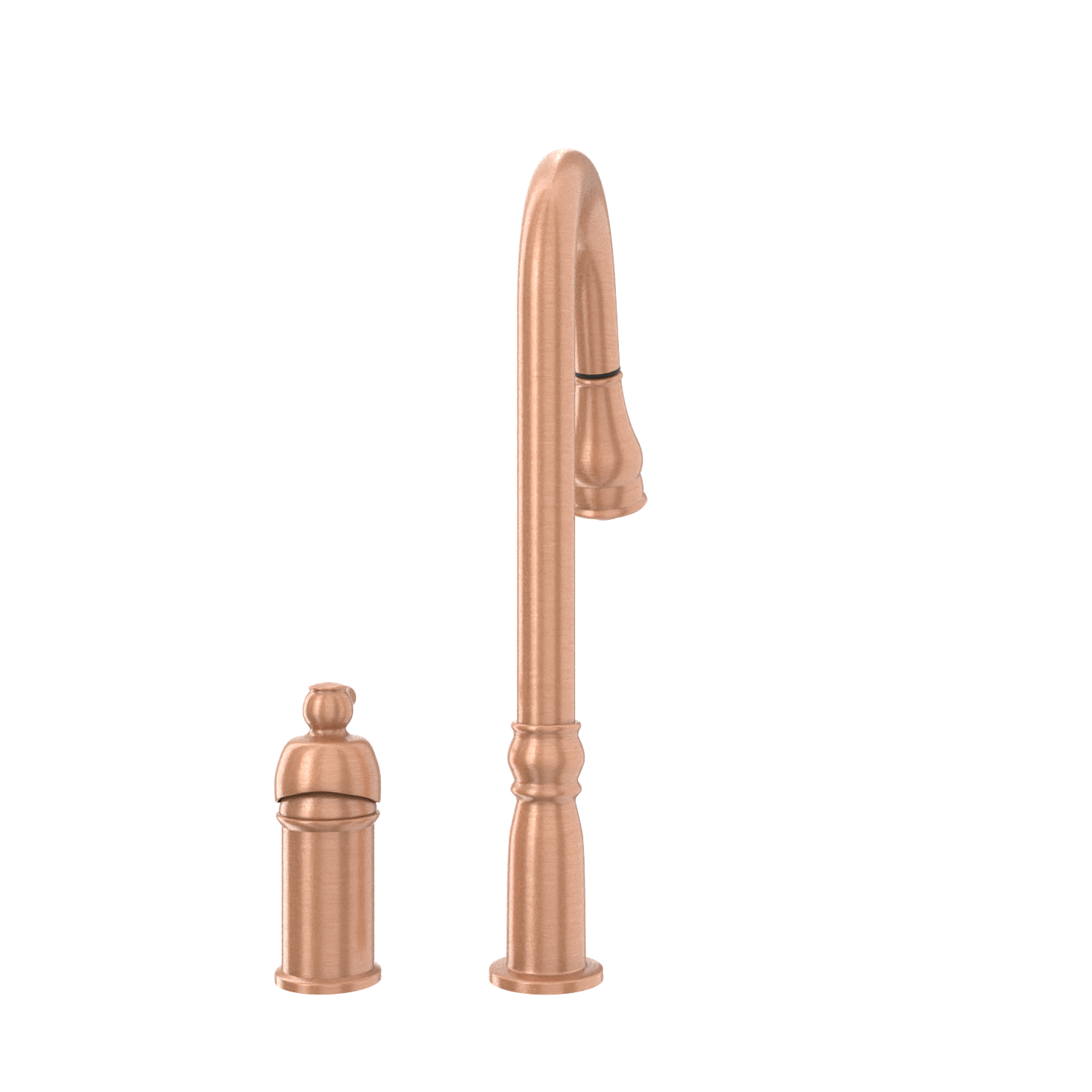 Copper Kitchen Faucet with in-Deck Handle and Soap Dispenser, Single Handle Solid Brass High Arc Pull Down Sprayer Head Kitchen Sink Faucet