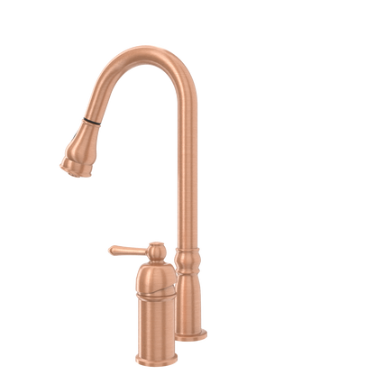 Copper Pull Out Kitchen Faucet with in-Deck Handle, Single Level Solid Brass Kitchen Sink Faucets with Pull Down Sprayer-AK97918