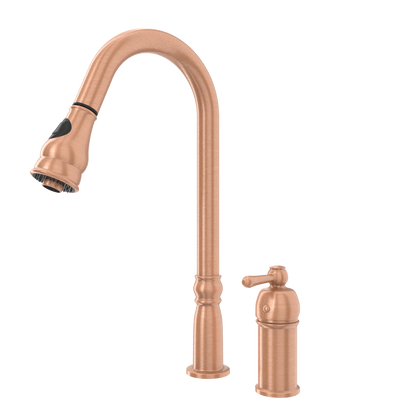 Copper Pull Out Kitchen Faucet with in-Deck Handle, Single Level Solid Brass Kitchen Sink Faucets with Pull Down Sprayer-AK97918