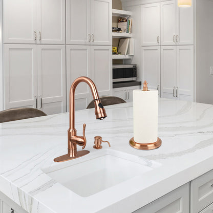Copper Paper Towel Holder Roll Dispenser Stand for Kitchen Countertop & Dining Room Table - AK79304-C