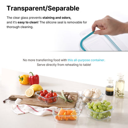 Cloc Glass Square Food Storage