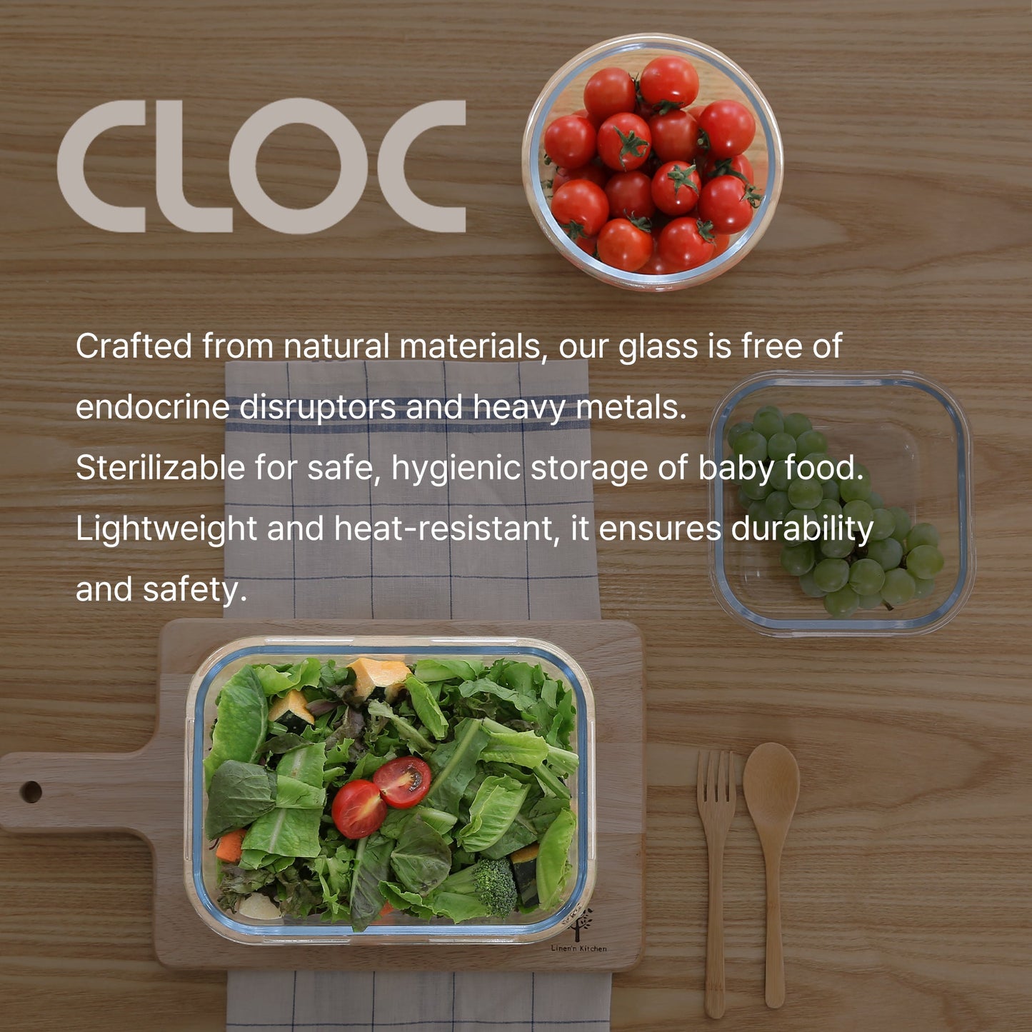 Cloc Glass Square Food Storage