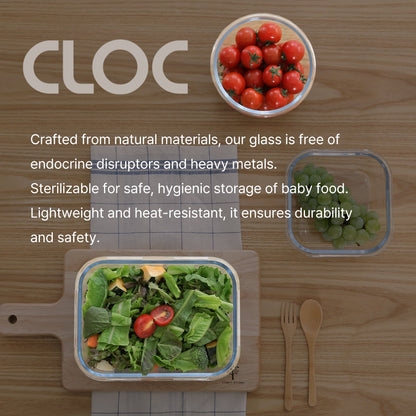 Cloc Glass Square Food Storage