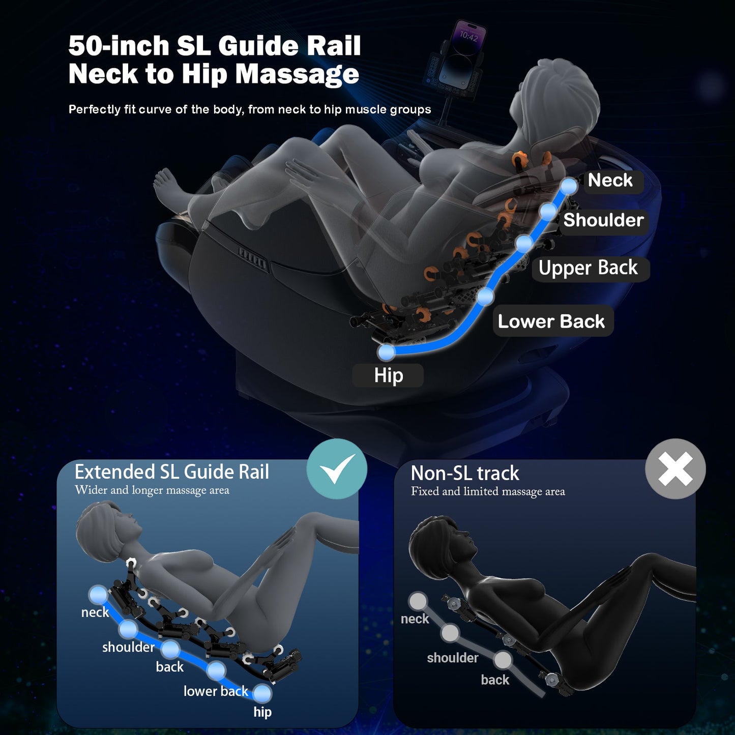 KoziSense 2026 Upgraded A18 3D SL-track Massage Chair - (All Black)