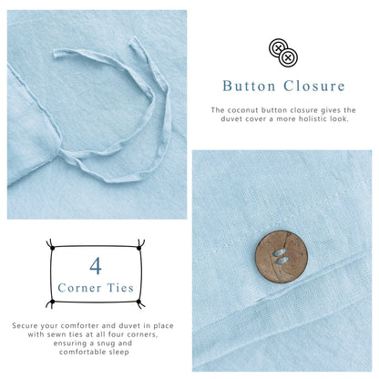 100% Linen Duvet Cover - Blue Duvet Cover Only