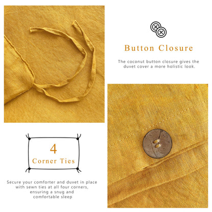 100% Linen Duvet Cover - Yellow Duvet Cover Only
