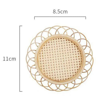Bamboo Woven Coasters & Storage Basket Set for Kitchen Table Décor