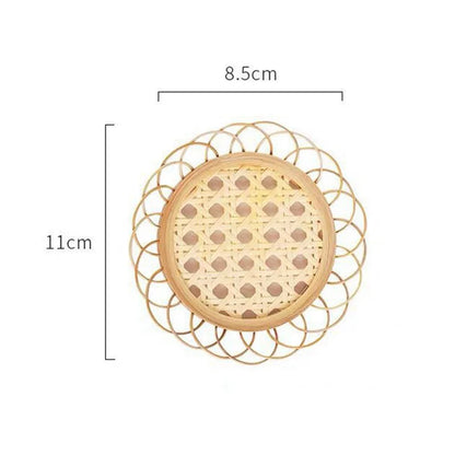 Bamboo Woven Coasters & Storage Basket Set for Kitchen Table Décor
