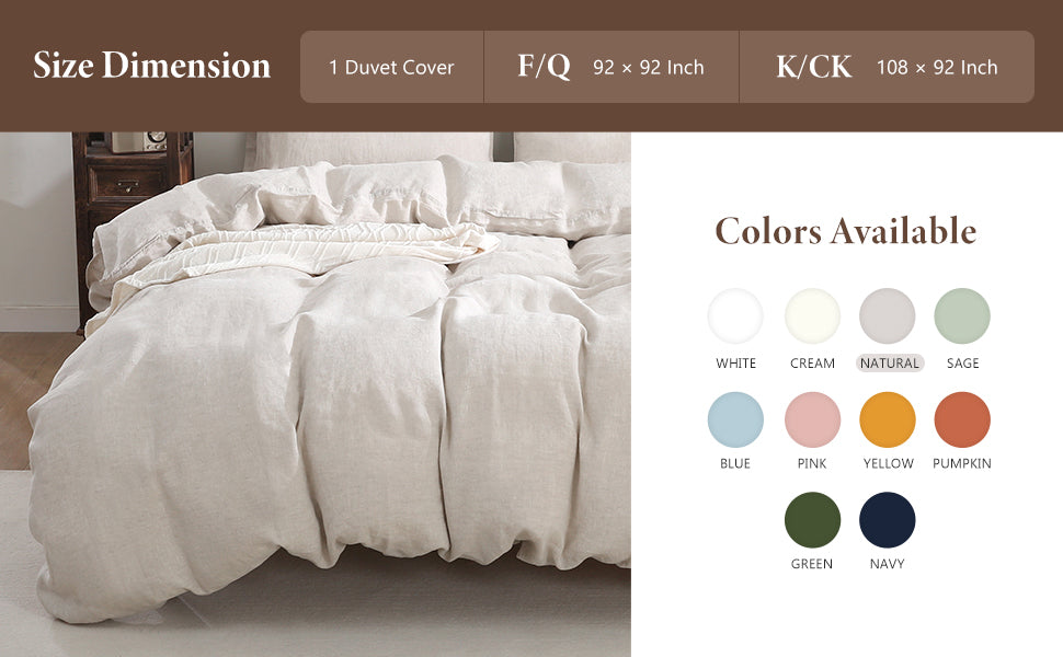 100% Linen Duvet Cover - Natural Linen Duvet Cover Only