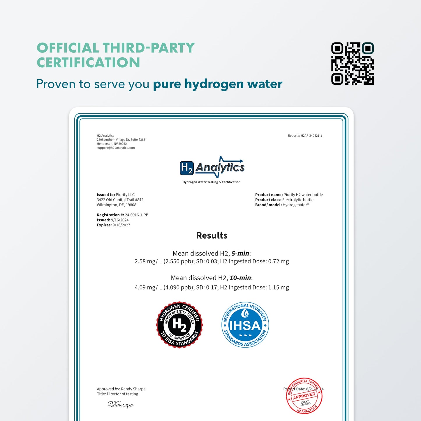 PIURIFY Hydrogenator® Hydrogen Water Bottle - Pink