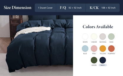 100% Linen Duvet Cover - Navy Duvet Cover Only