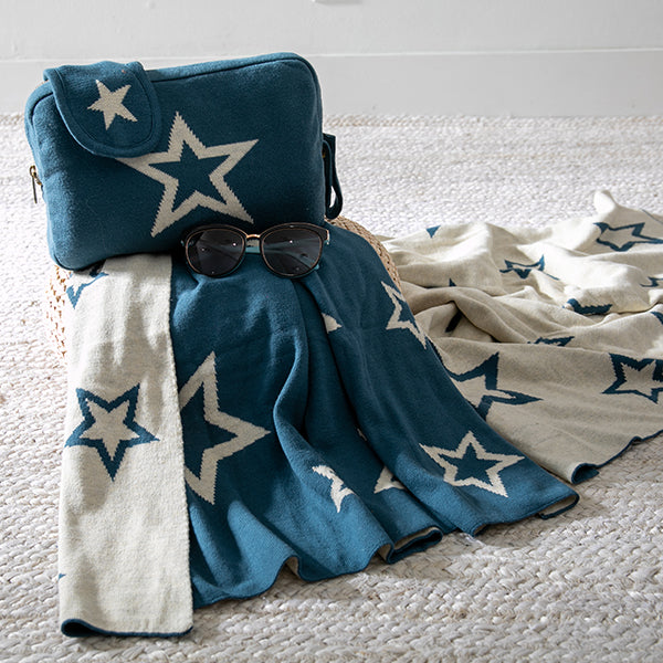 Star Shine Organic Cotton Travel Blanket and Eye Mask Set