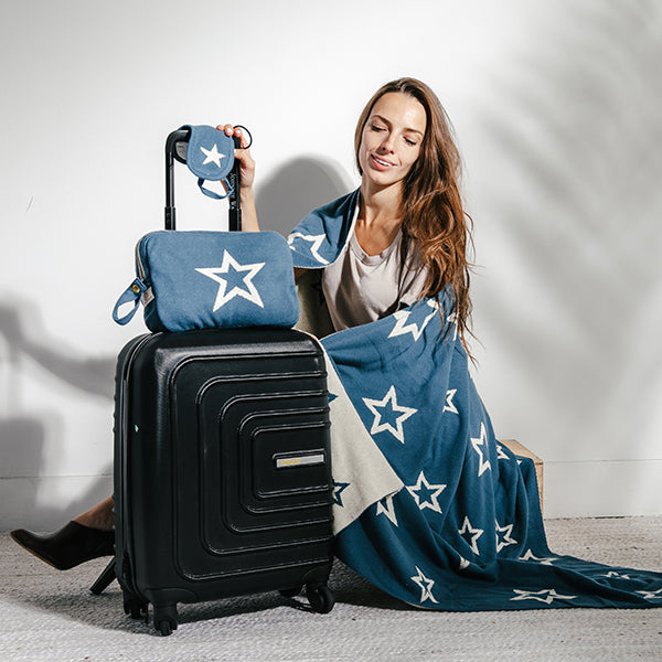 Star Shine Organic Cotton Travel Blanket and Eye Mask Set