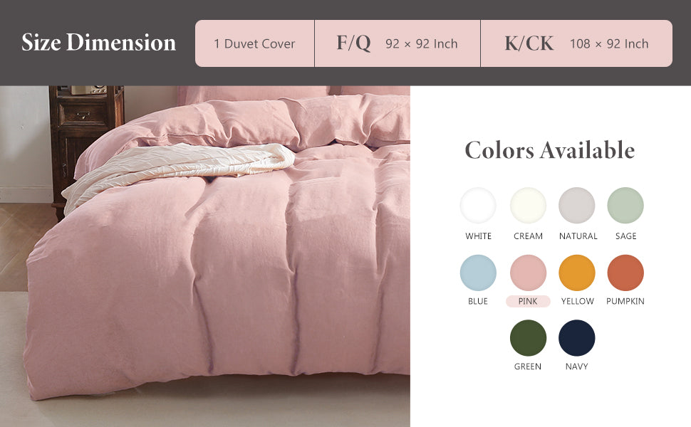 100% Linen Duvet Cover - Pink Duvet Cover Only