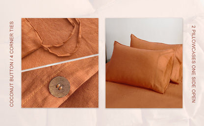 100% Linen Bedding Set (1 Duvet Cover 2 Pillowcases)