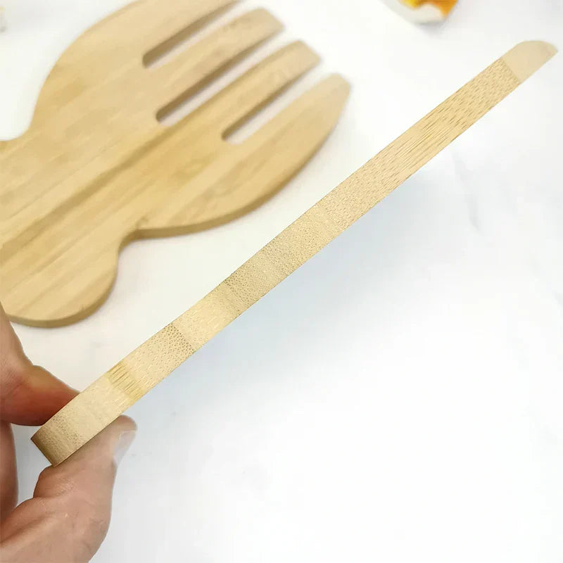 Bamboo Salad Hands and Spoon Set for Kitchen Gadget Use