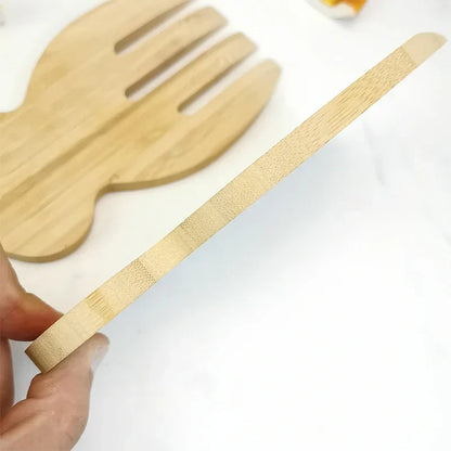 Bamboo Salad Hands and Spoon Set for Kitchen Gadget Use