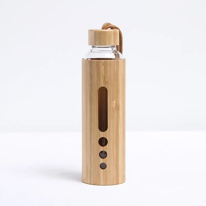 Bamboo Shell Glass Water Bottle Gym Drinkware Sports Drinking Bottle