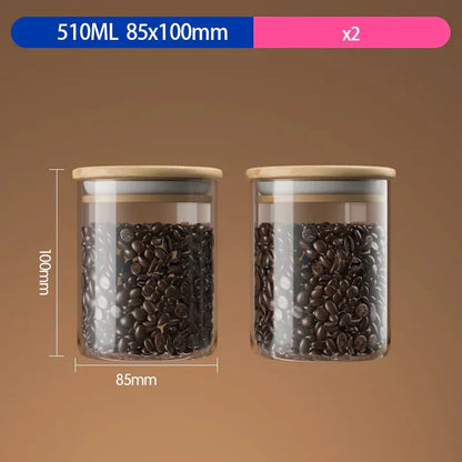 Airtight Glass Coffee Bean Storage Jar with Bamboo Lid for Kitchenpreservation