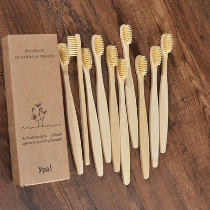 Eco Bamboo Toothbrush 10 Pack – Soft & Charcoal Bristles, Vegan & BPA-Free