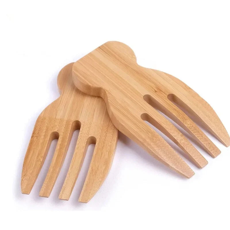 Bamboo Salad Hands and Spoon Set for Kitchen Gadget Use