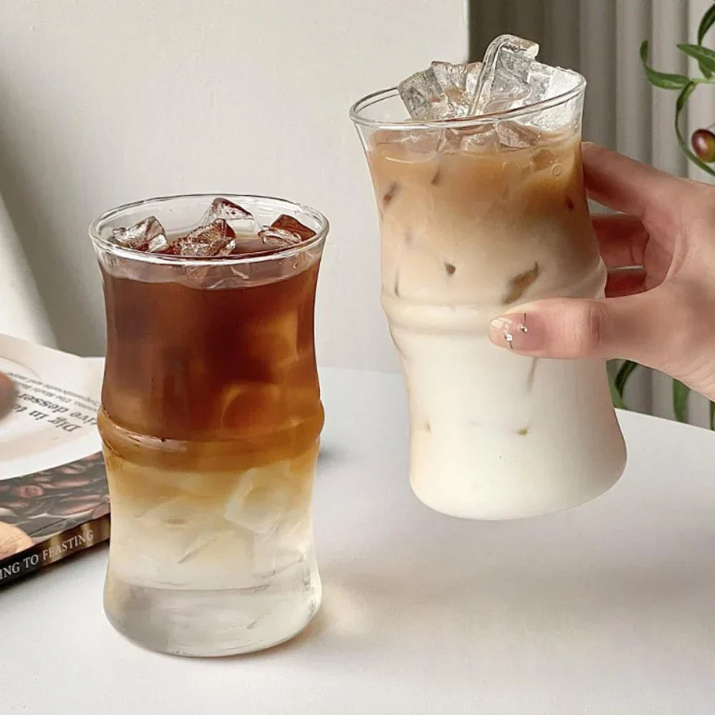 Glass Bamboo Knot Mug - Cute Clear Glass Coffee Cup for Hot or Cold Drinks